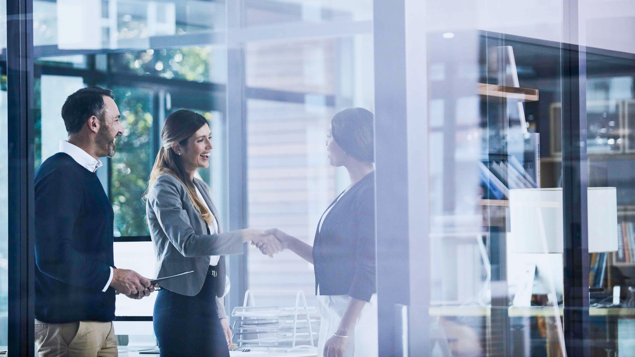 Människor möts och skakar hand