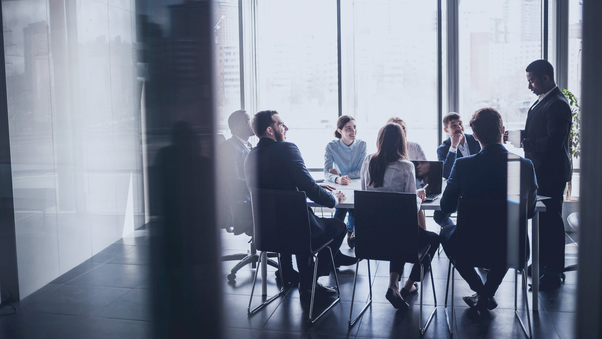 Affärsmöte i konferensrum